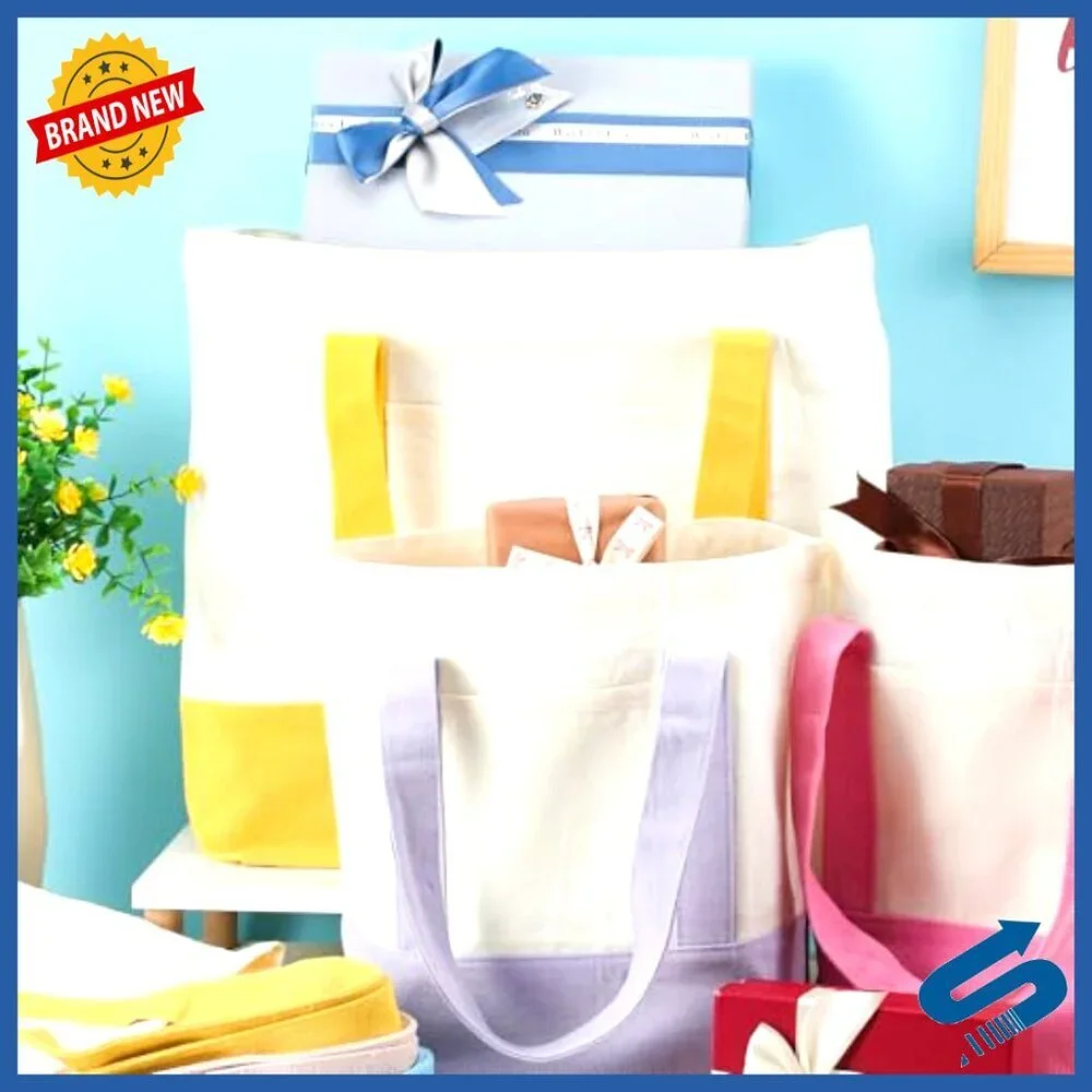 Heavy Duty Canvas Tote Bag Reusable Grocery Shopping Bag with Pocket